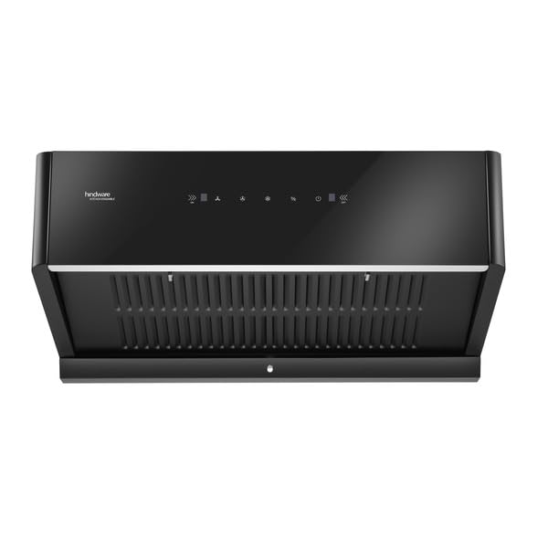 Hindware CORDELIA 60 | Filterless Technology | Thermal Auto Clean Wall Mounted 60cm Straight-Line Chimney (Black)